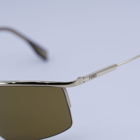 Fendi FE40141U 32E Sunglasses Gold Rectangle Frame, Brown Lenses - Picture 2 of 11